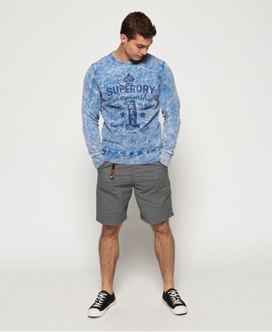 Superdry Motor City Crew Neck Férfi Ugró Kék | FKHCX7389